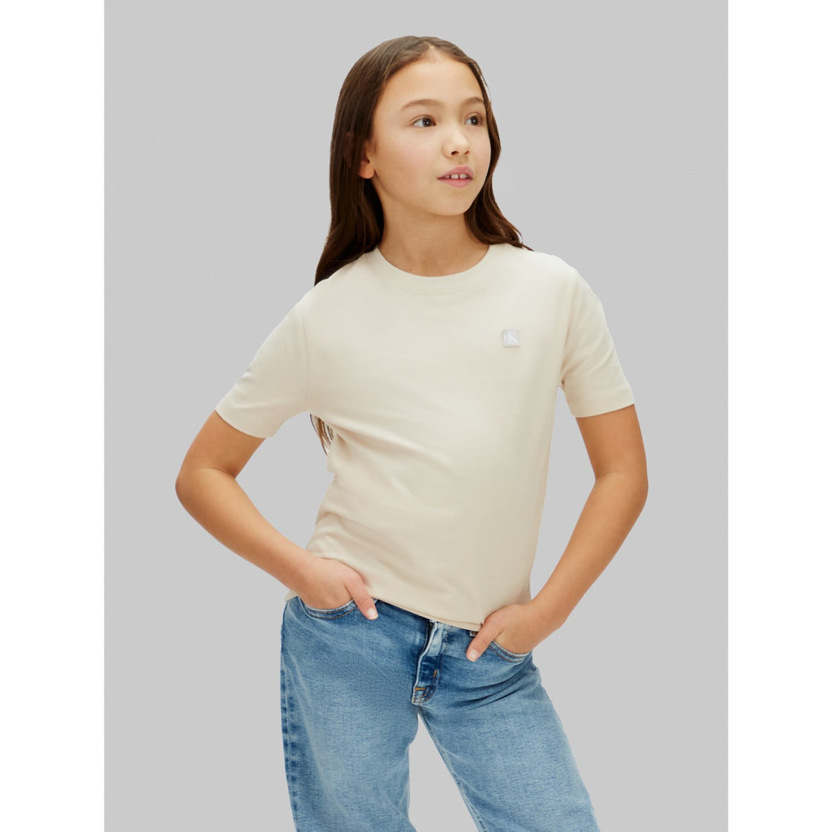 Calvin Klein Oatmeal Mono Mini Badge Reg T-Shirt