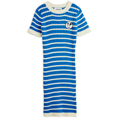 Mini Rodini Blue Ritzratz Patch Rib Stickad Stripe Ss Klänning
