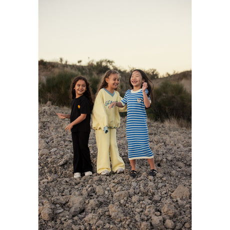 Mini Rodini Blue Ritzratz Patch Rib Stickad Stripe Ss Klänning