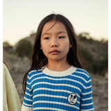 Mini Rodini Blue Ritzratz Patch Rib Stickad Stripe Ss Klänning