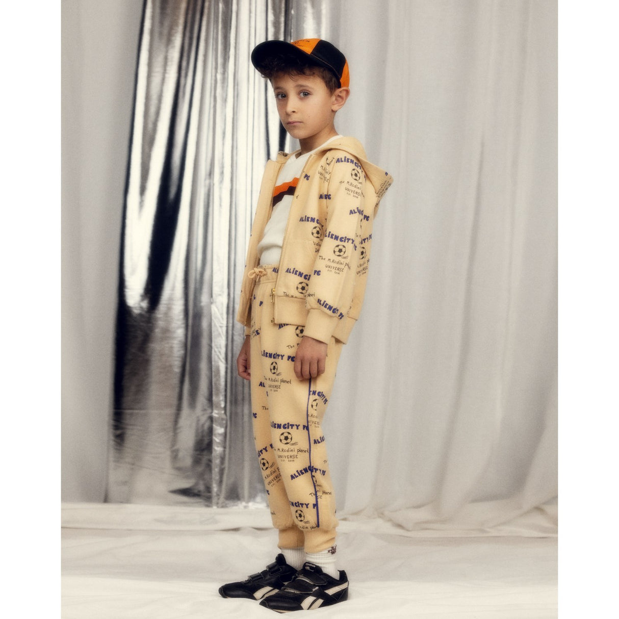 Mini Rodini Beige Alien City Fc AOP Zip Hoodies