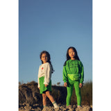 Mini Rodini Green Plain Piping Sweatshorts