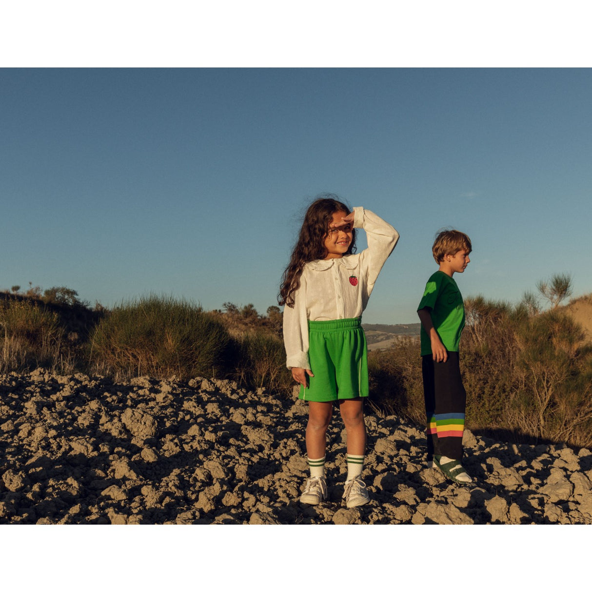 Mini Rodini Green Plain Piping Sweatshorts