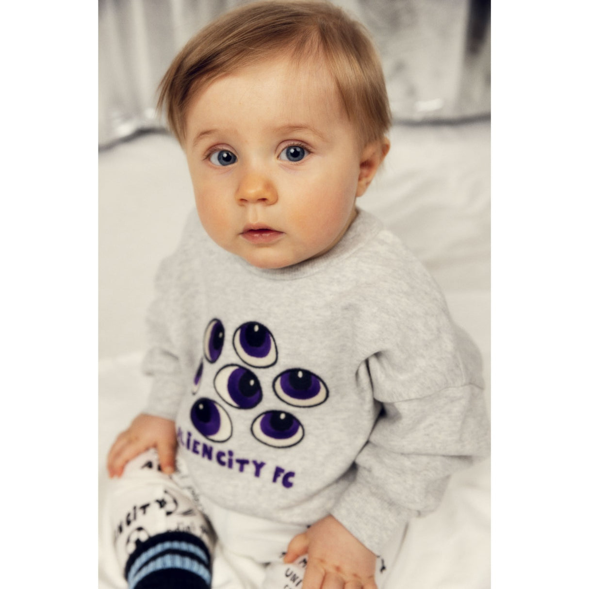 Mini Rodini Grey Melange Eyes Emb Sweatshirt