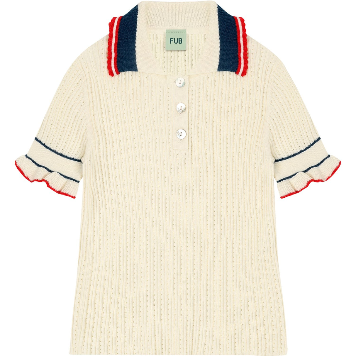 FUB Ecru Pointelle Pikétröja