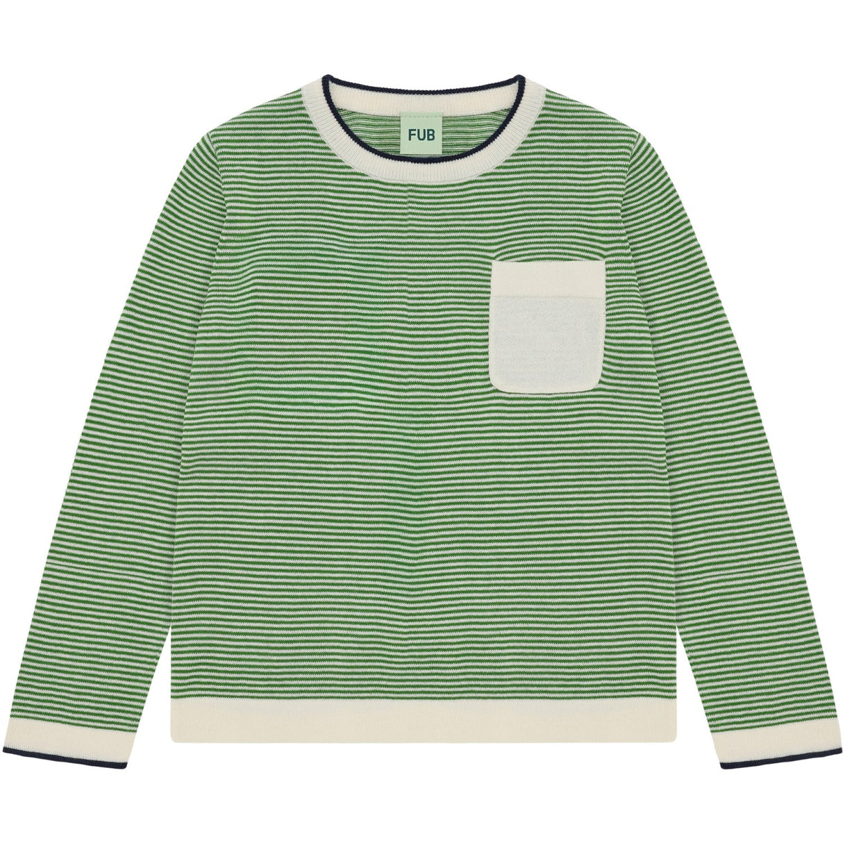 FUB Ecru/Pine Striped Crew