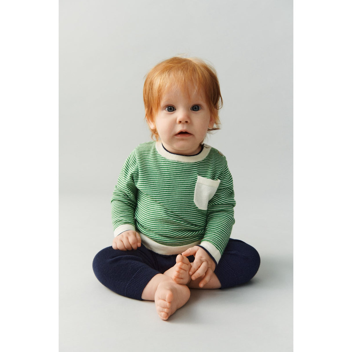 FUB Ecru/Pine Striped Crew