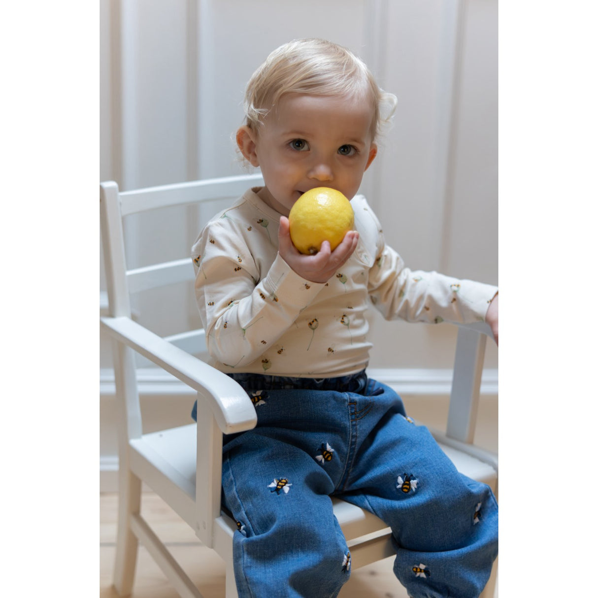 Petit Piao Light Blue Denim Emb Ppjubii Denim Byxor
