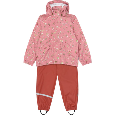 Petit Piao Dusty Rose Strawberry AOP PPDai Regnkläder Sett