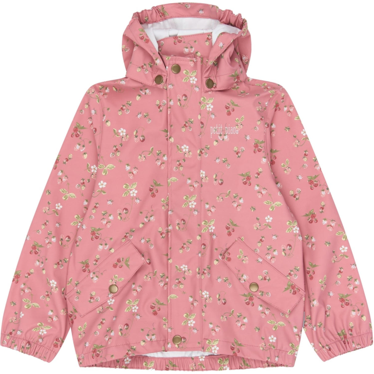 Petit Piao Dusty Rose Strawberry AOP PPDai Regnkläder Sett