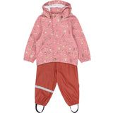 Petit Piao Dusty Rose Strawberry AOP PPDai Regnkläder Sett W. Susp.