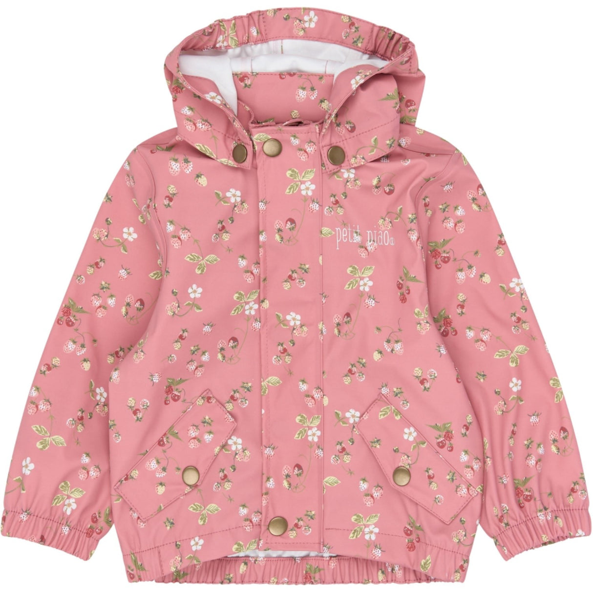 Petit Piao Dusty Rose Strawberry AOP PPDai Regnkläder Sett W. Susp.