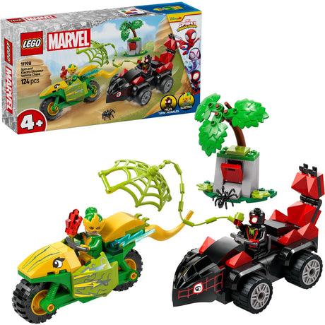 LEGO® Spidey - Spin Och Electros Jagt I Dinosaurkøretøjer 11198