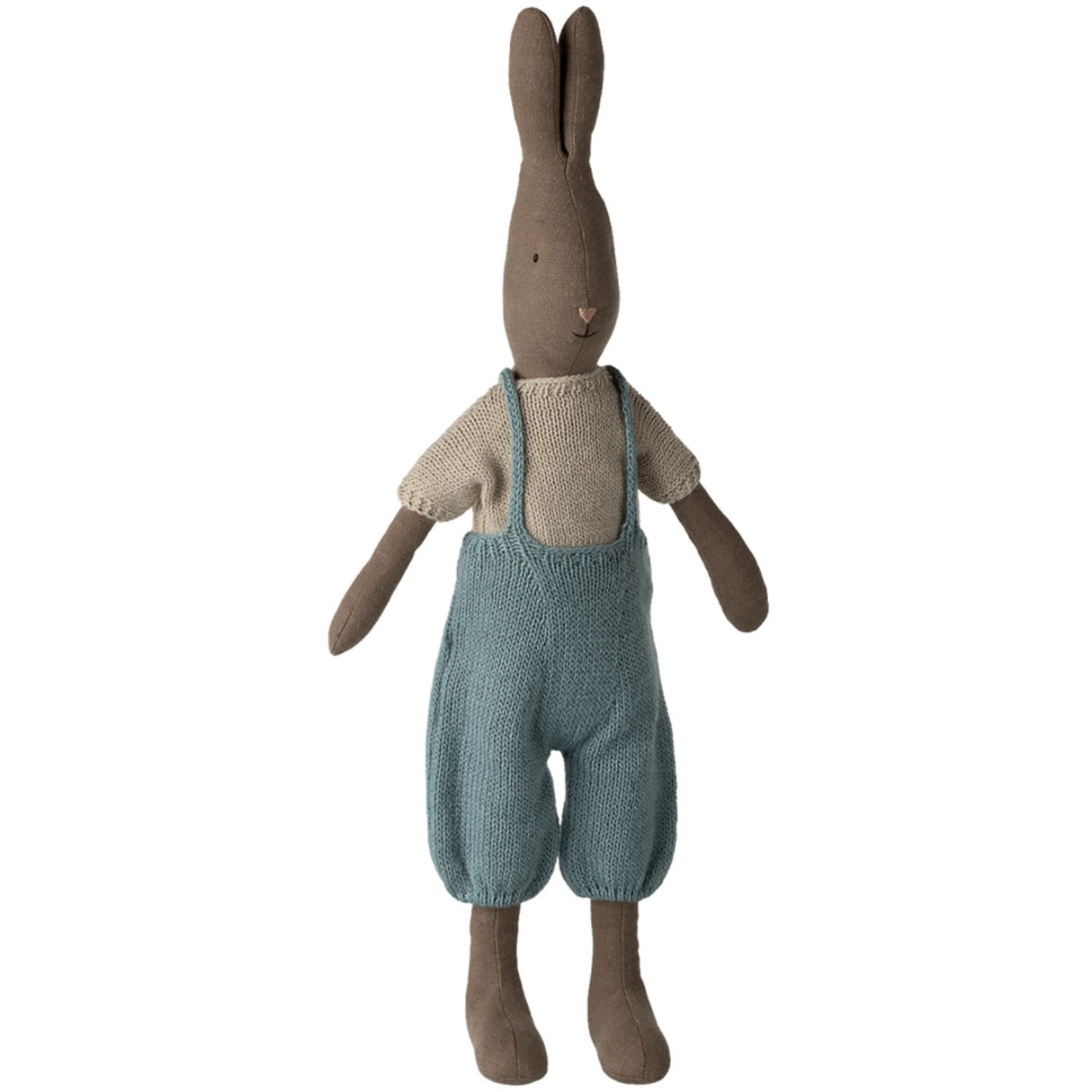 Maileg Kanin, Størrelse 3 - Brun - Stickad Blue Och Overall