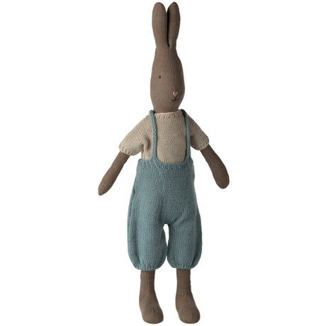 Maileg Kanin, Størrelse 3 - Brun - Stickad Blue Och Overall
