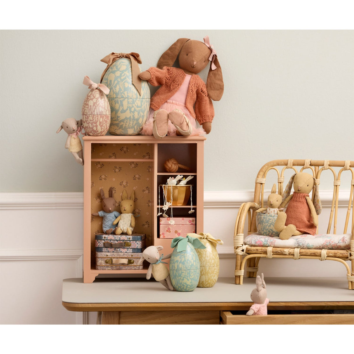 Maileg Kanin, Størrelse 2 - Cremegul - Stickad Kjole