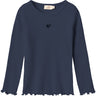 COPENHAGEN COLORS Navy Modal Rib Ls T-Shirt M/ Heart Hole Pattern