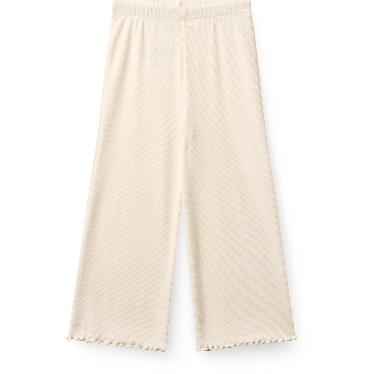 COPENHAGEN COLORS Cream Modal Rib Wide Byxor