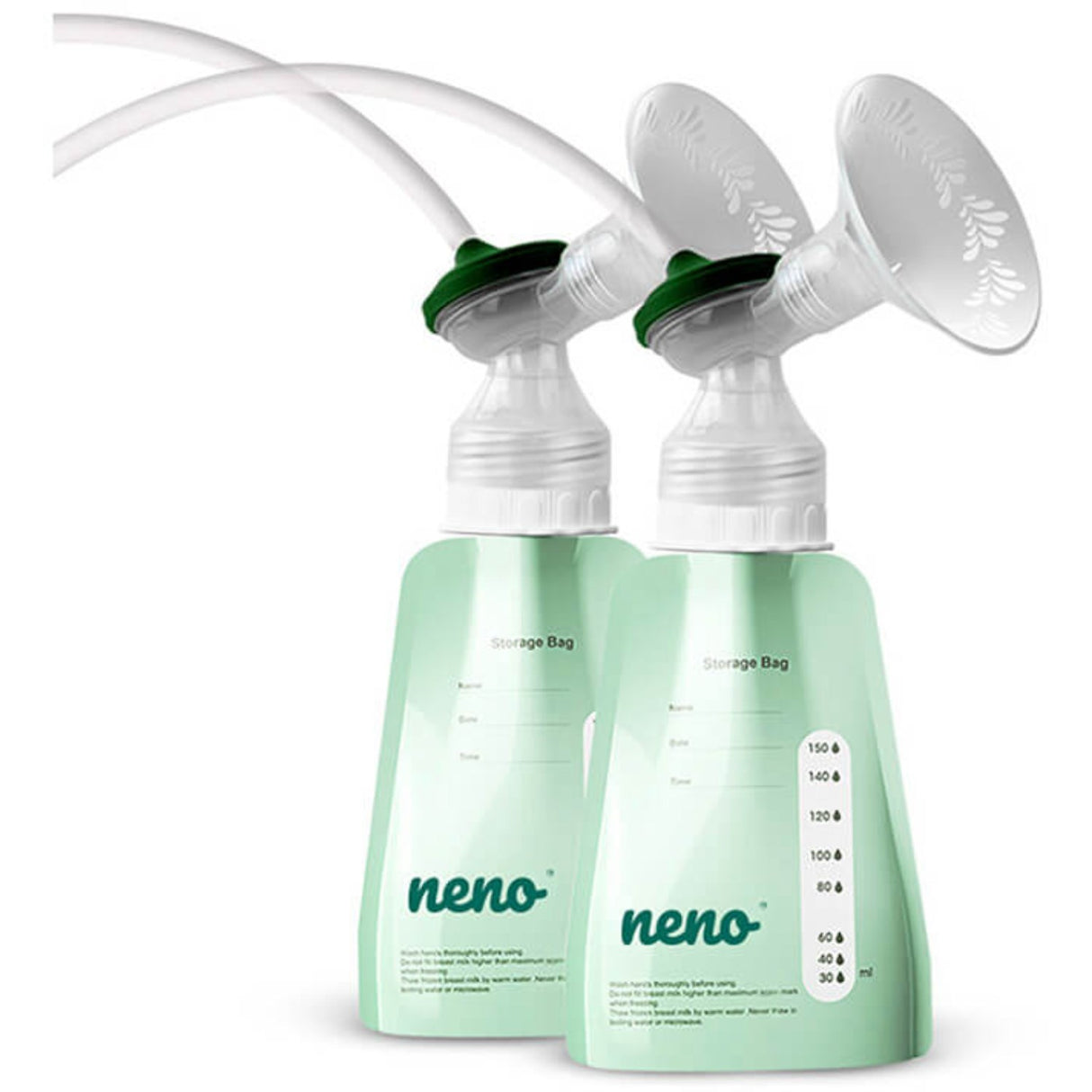 Neno Grøn Bevaringsposer Brystmælk 20 Poser + Adapter
