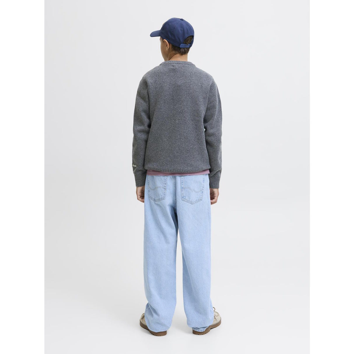 Jack & Jones Junior Dark Grey Melange Jornorrebro Stickad Crew Neck Ln Jnr