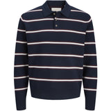 Jack & Jones Junior Sky Captain Sea Salt / Chocolate Truffle Joratocha Stickad Stripe Pikétröja Jnr