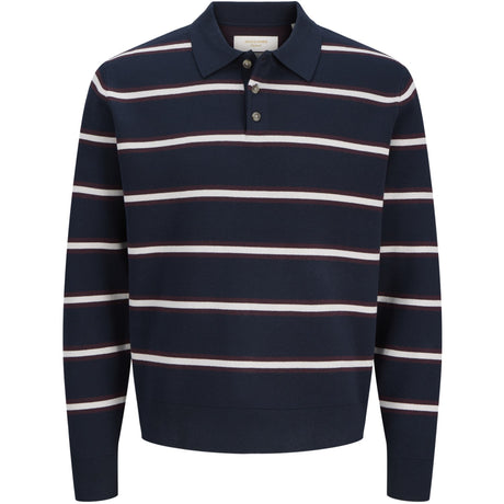 Jack & Jones Junior Sky Captain Sea Salt / Chocolate Truffle Joratocha Stickad Stripe Pikétröja Jnr