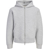 Jack & Jones Junior Light Grey Melange Jcolegacy Sweat Scuba Zip Huva Sn Jnr