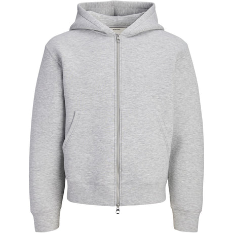 Jack & Jones Junior Light Grey Melange Jcolegacy Sweat Scuba Zip Huva Sn Jnr