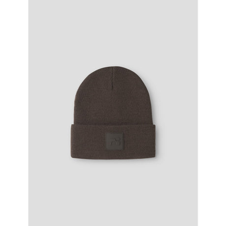 Name It Seal Brown Nknmalik Stickad Beanie Badge1