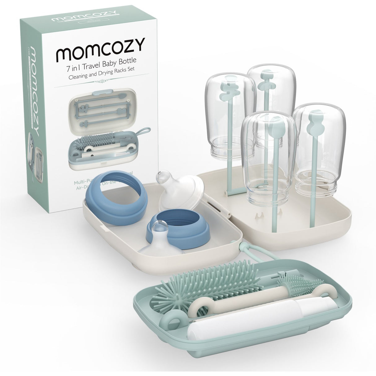 Momcozy Green 7 In 1 Baby Flaska Brush Sett