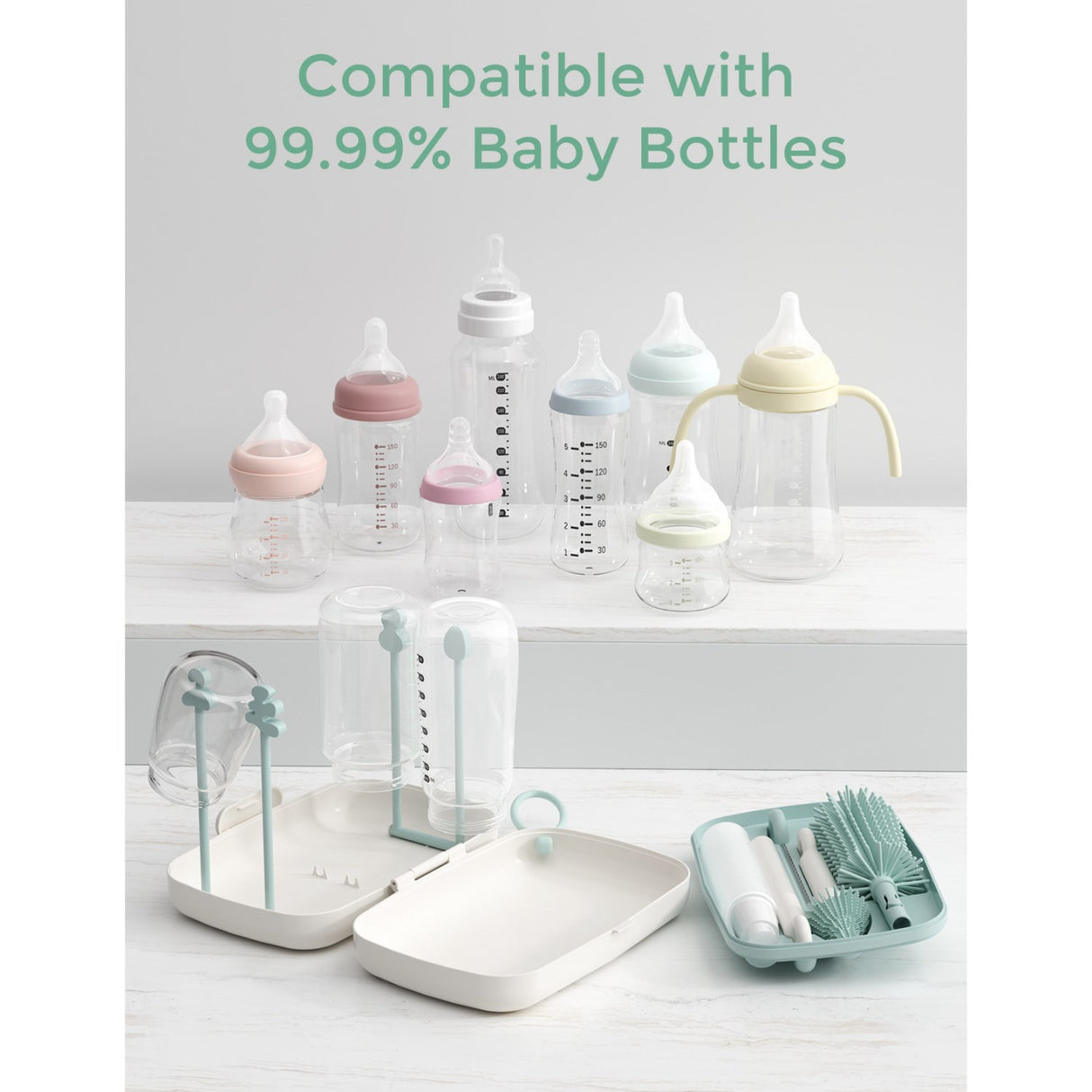 Momcozy Green 7 In 1 Baby Flaska Brush Sett