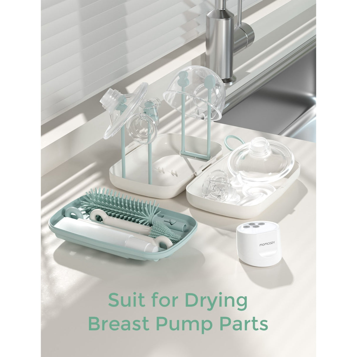 Momcozy Green 7 In 1 Baby Flaska Brush Sett