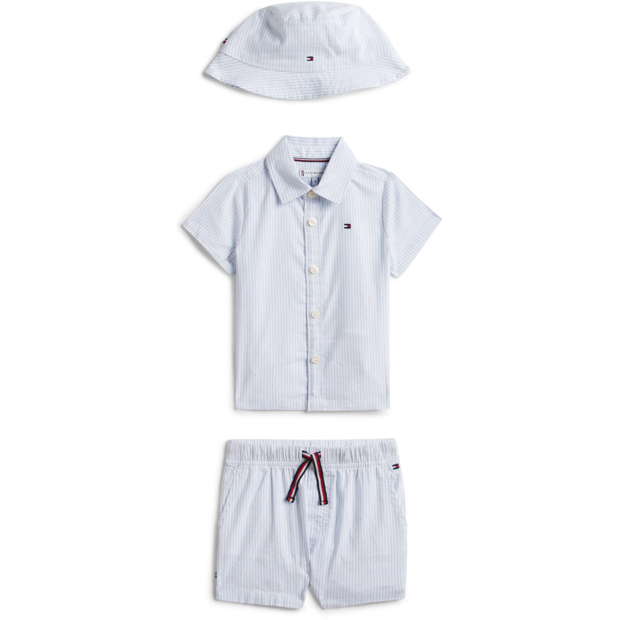 Tommy Hilfiger Blue Stripe Ithaca Kort Skjorta Mössa Giftbox