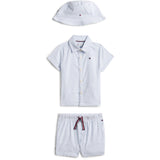 Tommy Hilfiger Blue Stripe Ithaca Kort Skjorta Mössa Giftbox