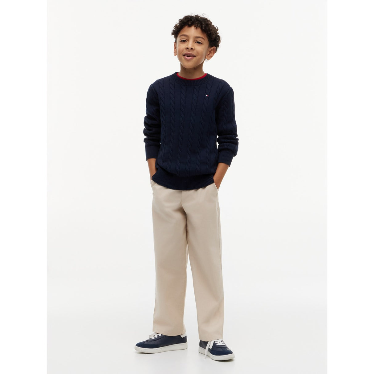 Tommy Hilfiger Dark Night Navy Bomull Cable Sweater