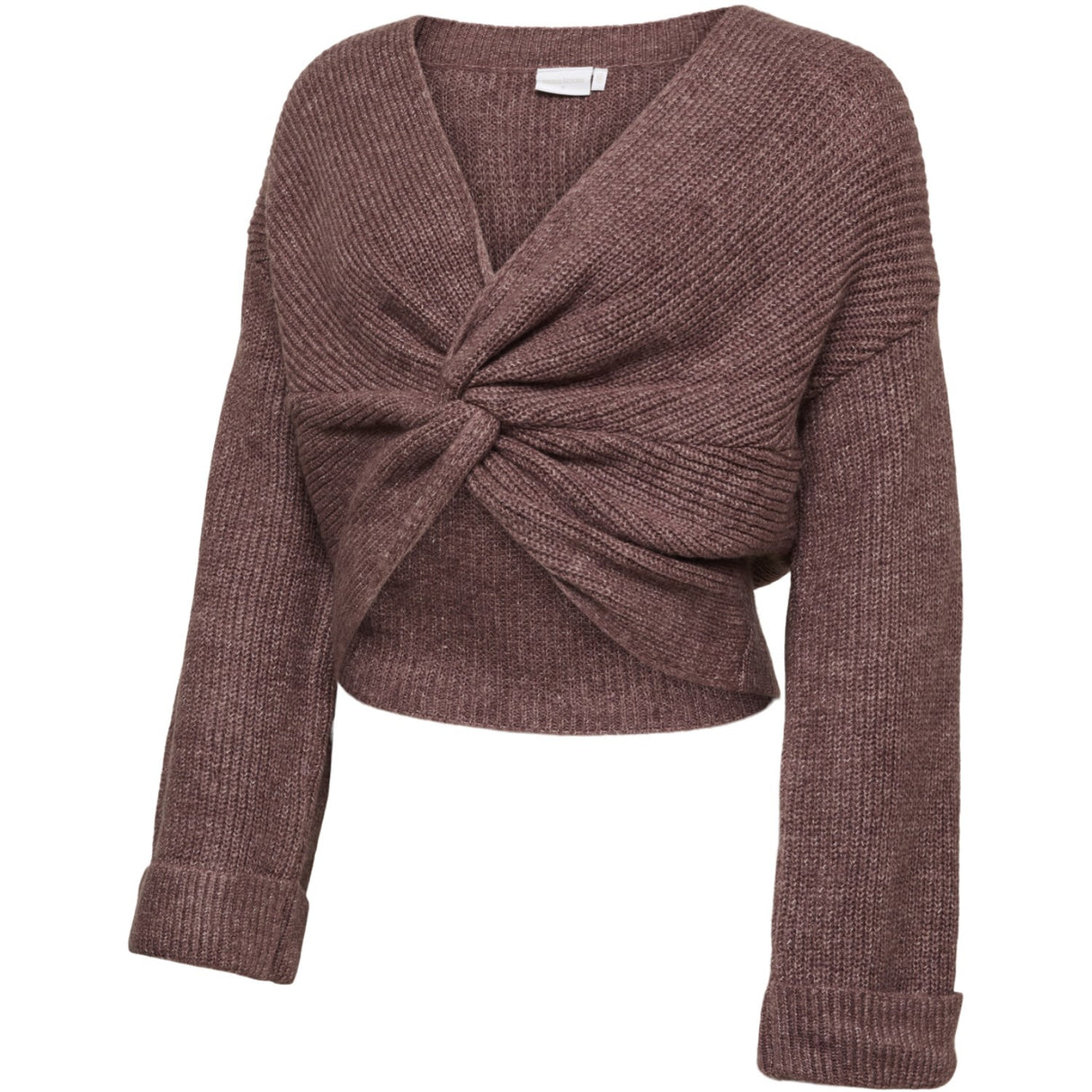Mama;licious Rose Taupe Melange Mlsvala L/S Crop Stickad Topp Noos
