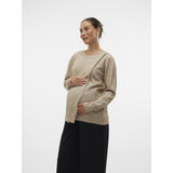 Mama;licious Natural Melange Mlnewanne Iris L/S Stickad Topp 2F Noos