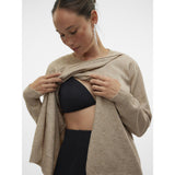 Mama;licious Natural Melange Mlnewanne Iris L/S Stickad Topp 2F Noos