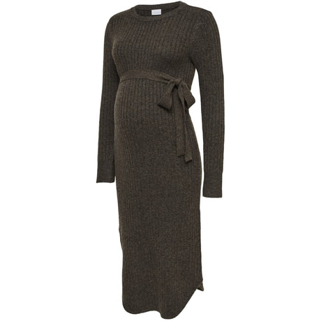 Mama;licious Hot Fudge Melange Mlelin L/S Stickad Midi Klänning