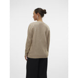 Mama;licious Natural Melange Mlnewanne Iris L/S Stickad Topp 2F Noos