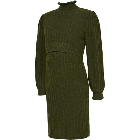 Mama;licious Rifle Green Melange Mlallison June L/S Stickad Abk Klänning 2F