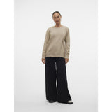 Mama;licious Natural Melange Mlnewanne Iris L/S Stickad Topp 2F Noos