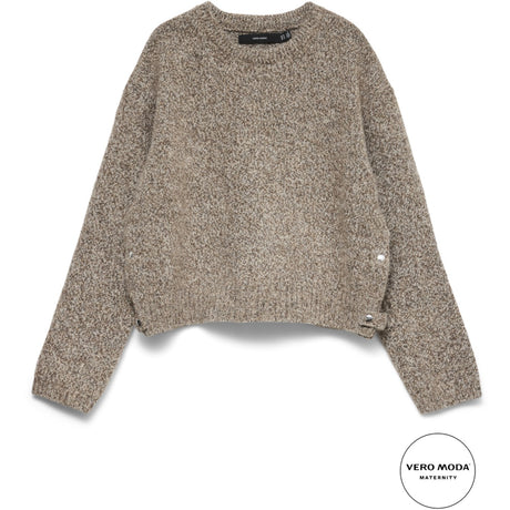 Vero Moda Maternity Cocoa Brown Melange Vmmsabra Ls O-Neck Pullover