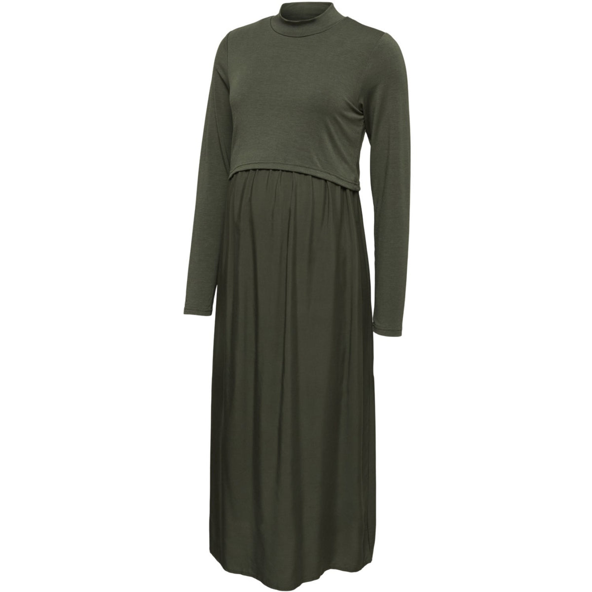 Mama;licious Rifle Green Mlcathy June Ls Mix Midi Klänning 2F