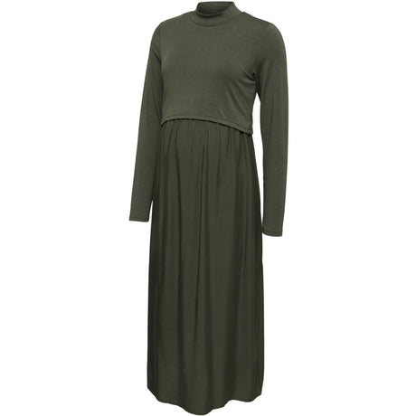 Mama;licious Rifle Green Mlcathy June Ls Mix Midi Klänning 2F