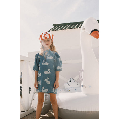 TinyCottons Medium Wash Denim Big Swans Klänning