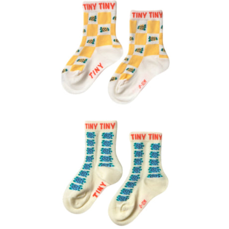 TinyCottons Dusty Yellow/off White Flowers Medium Strumpor