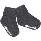 Gobabygo Dark Grey Melange Non Slip Strumpor Organic Bomull