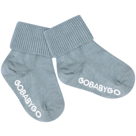 Gobabygo Dusty Blue Non Slip Strumpor Organic Bomull
