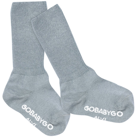 Gobabygo Dusty Blue Non Slip Strumpor Organic Bomull